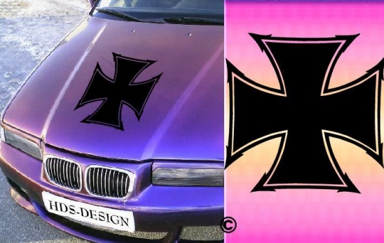 IRON CROSS MOTORHAUBEN KREUZ AUFKLEBER XL Gre:45x45cm
