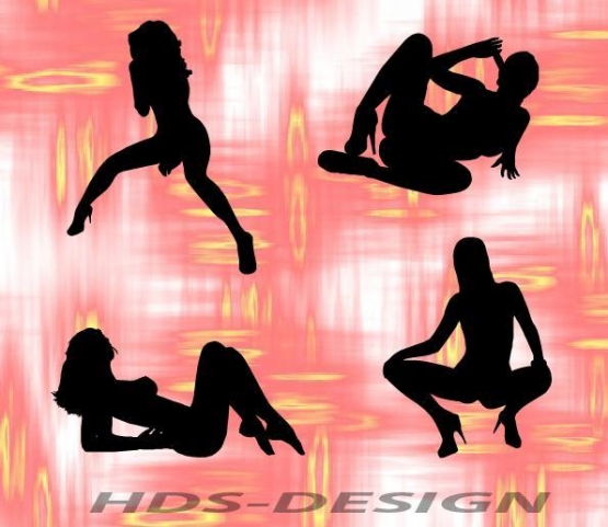 SEXY FRAUEN GIRLS PINUP 4 STCK SET AUFKLEBER Gr. je ca.12x9cm