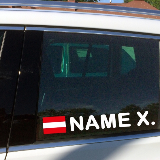 Namensaufkleber frs Auto - sterreich Flaggen Aufkleber Fahrer oder Beifahrer Sticker gestalten