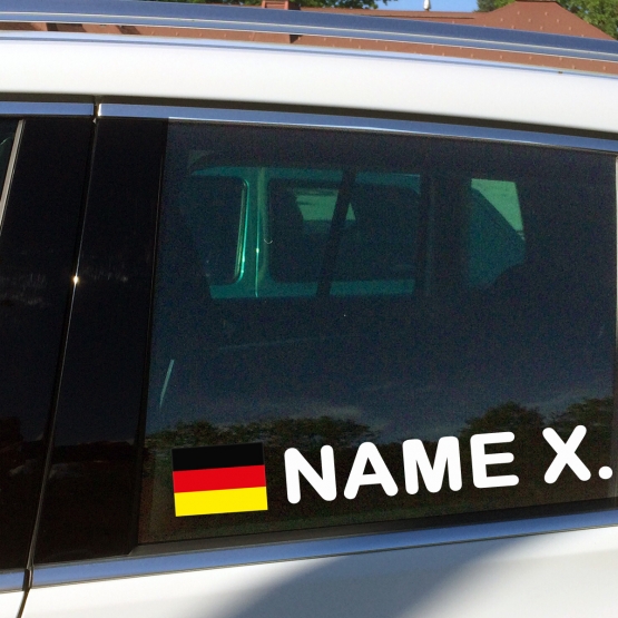 Namensaufkleber frs Auto - Deutschland Flaggen Aufkleber Fahrer, Beifahrer & Sticker - 2 Stck Set