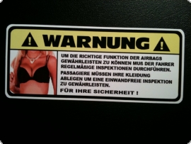 AIRBAG WARNUNG SPASS AUFKLEBER