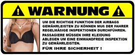 AIRBAG WARNUNG SPASS AUFKLEBER